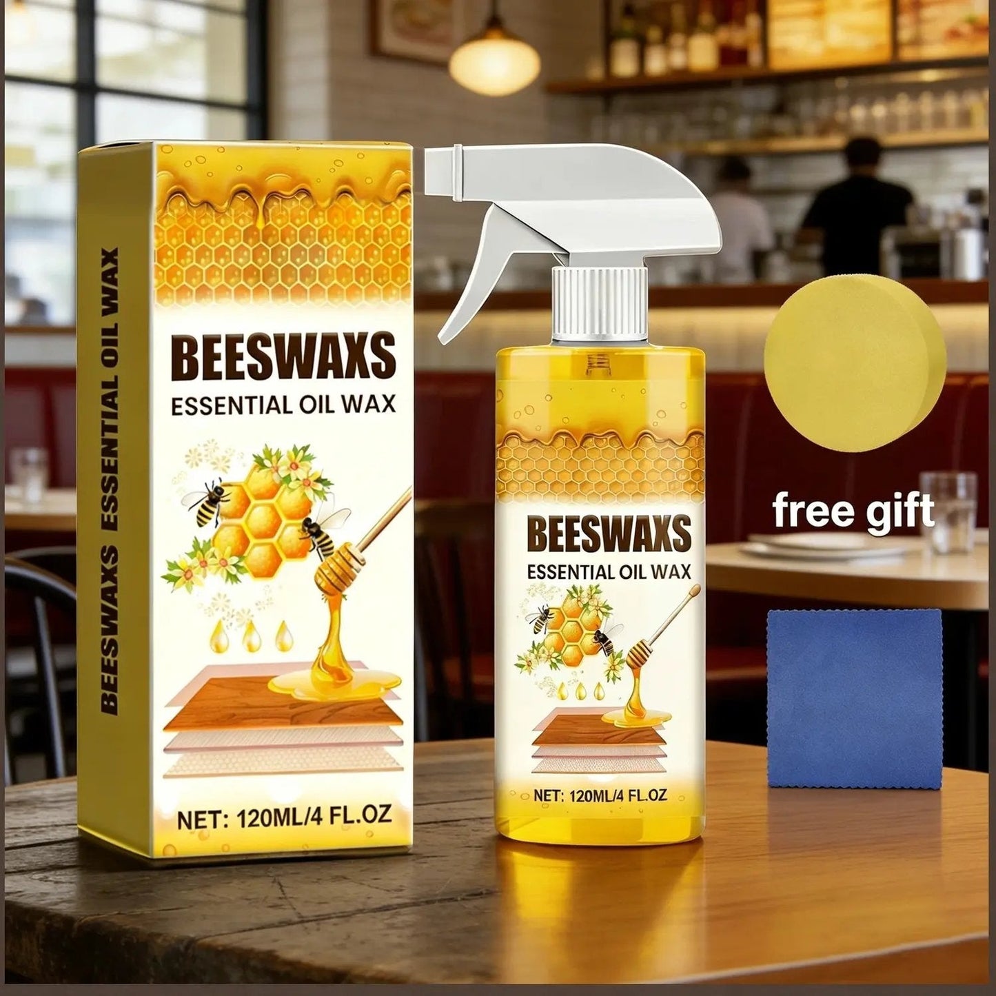 Ajaxfit™Beeswax Wood Polish Spray Natural Shine & Protection for Furniture, Floors, Cabinets – Non-Greasy, Anti-Dust Finish
