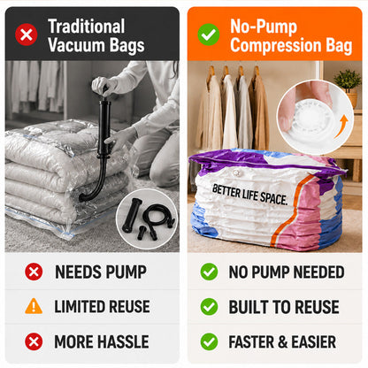 🔥No‑Pump Vacuum Storage Bags – Press & seal, no pump needed.