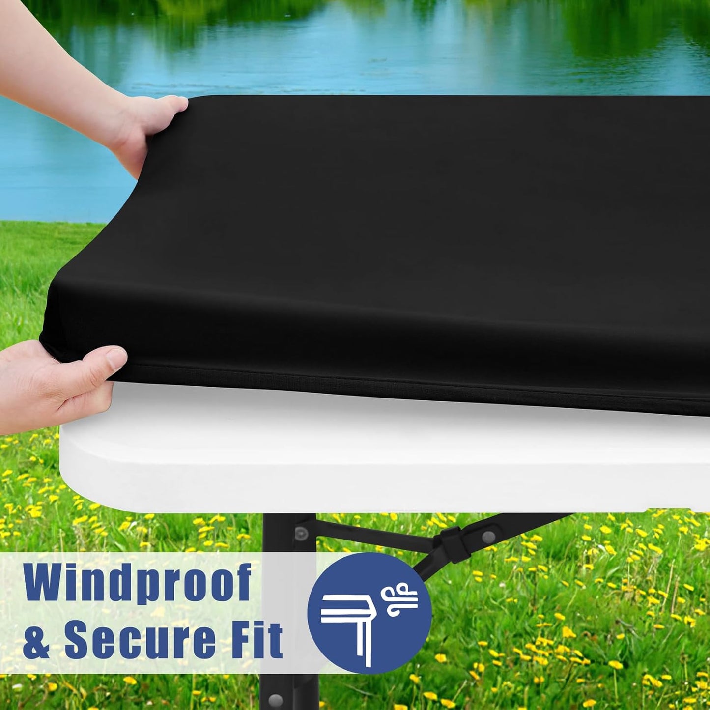Vimbe™ Stretch Fabric Table Top Cap Cover – Elastic Edge, Waterproof & Reusable