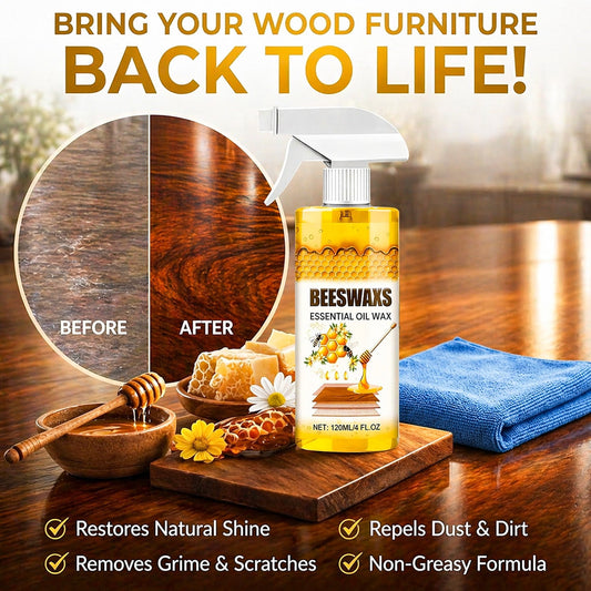 Ajaxfit™Beeswax Wood Polish Spray Natural Shine & Protection for Furniture, Floors, Cabinets – Non-Greasy, Anti-Dust Finish
