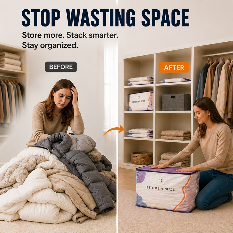 🔥No‑Pump Vacuum Storage Bags – Press & seal, no pump needed.