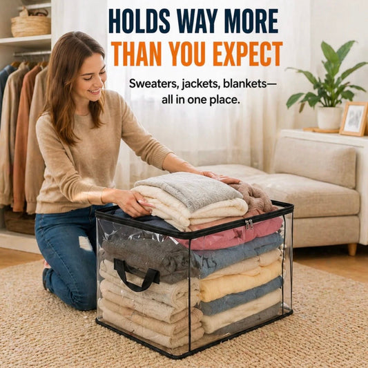⏳LAST DAY BUY 2 GET 1 FREE!💕Vimbe™ Transparent Storage Bag – Large, Dust & Moisture-Proof with Handle✨