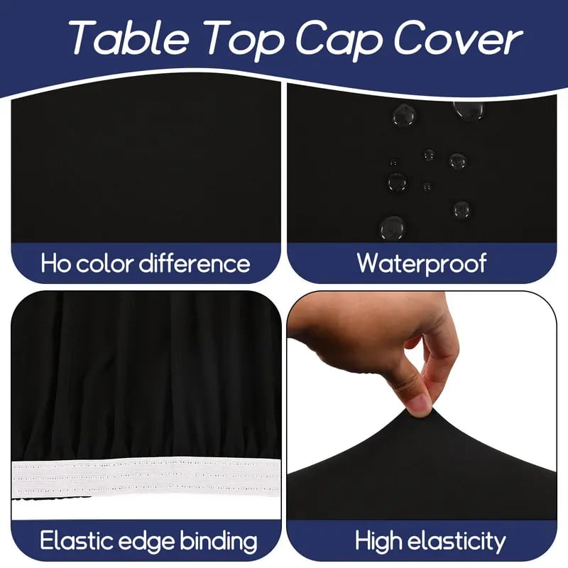 Vimbe™ Stretch Fabric Table Top Cap Cover – Elastic Edge, Waterproof & Reusable