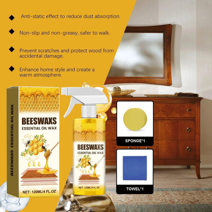 Ajaxfit™Beeswax Wood Polish Spray Natural Shine & Protection for Furniture, Floors, Cabinets – Non-Greasy, Anti-Dust Finish
