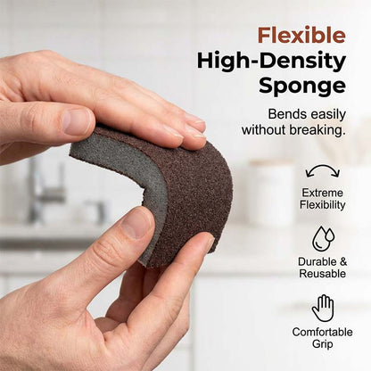 Ajaxfit™🧽🔥2026 HOT SALE🍳Emery Sponge Scrubber – Removes burnt grease & rust instantly. Flexible & durable, ergonomic handle. A heavy-duty cleaning essential. 🍳✨