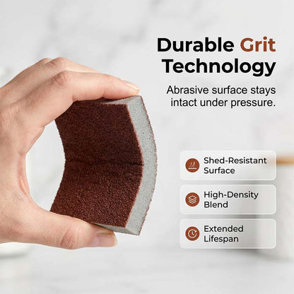Ajaxfit™🧽🔥2026 HOT SALE🍳Emery Sponge Scrubber – Removes burnt grease & rust instantly. Flexible & durable, ergonomic handle. A heavy-duty cleaning essential. 🍳✨